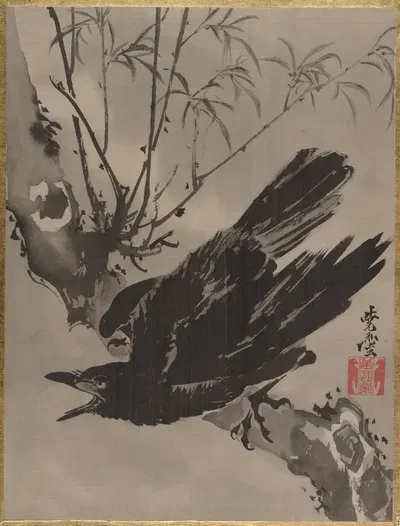 Crow on a Branch. by Каванабэ Кёсай — digital art print download