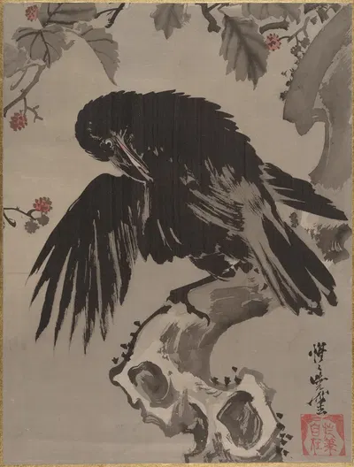 Crow on a Branch by Каванабэ Кёсай — digital art print download
