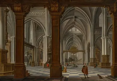Interior of a gothic church by Pieter Neeffs the Elder, 1610 — digital art print download