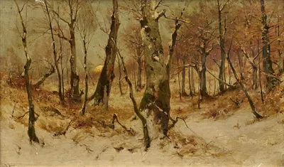 Сумерки в зимнем лесу by Уолтер Мораз, 1890 — digital art print download