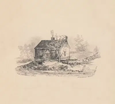 Ancient House, Stow Mts. by Джеймс Мэдисон Олден, 1853 — digital art print download