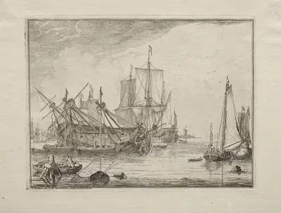 Ships Under Repair by Людольф Бахуизен, 1701 — digital art print download