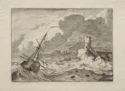 Storm at Sea by Людольф Бахуизен, 1701 — digital art print download