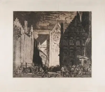 St. Nicholas’ Church in Dixmuyden (Diksmuide) by Фрэнк Брангвин, 1911 — digital art print download