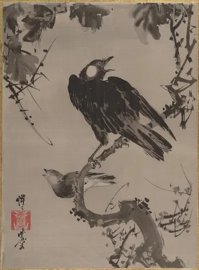 Starlings on a Branch by Каванабэ Кёсай — digital art print download