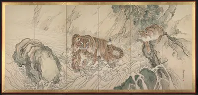 Tiger Family by Kishi Ganku — digital art print download