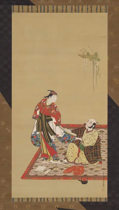 Samurai and Wakashu by Miyagawa Isshō — digital art print download