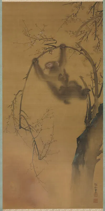 Monkeys in a Cherry Tree by Mori Sosen — digital art print download