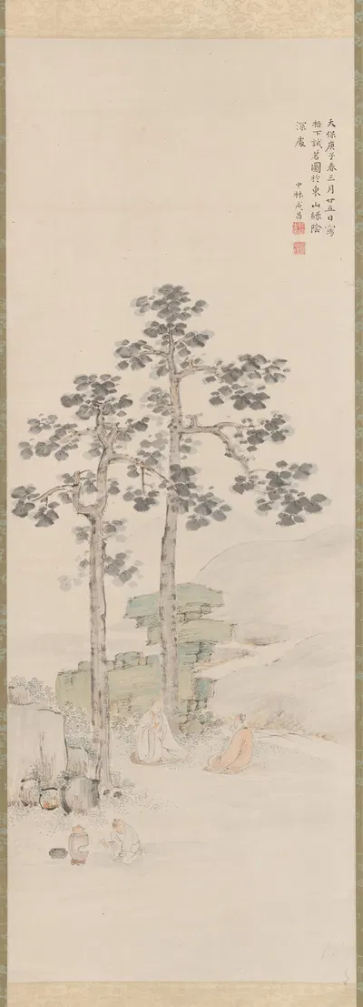 Sampling Tea beneath the Wu Trees by Nakabayashi Chikutō, 1840 — digital art print download