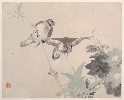 Animals, Flowers and Birds Pl.6 by Ren Yi — digital art print download