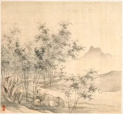A Solitary Crane in the Bamboo Grove by Tao Hong — digital art print download