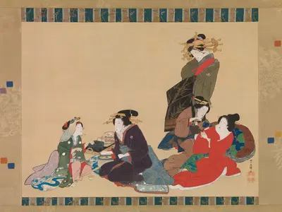Пять красавиц by Тейсаи Хокуба, 1840 — digital art print download