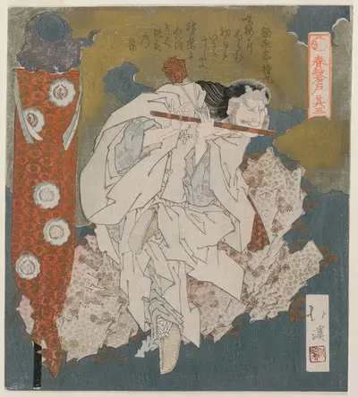 Flautist from The Cave Door of Spring by Totoya Hokkei, 1825 — digital art print download