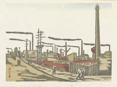 Район фабрики Хонджо by Маэкава Сенпан, 1945 — digital art print download