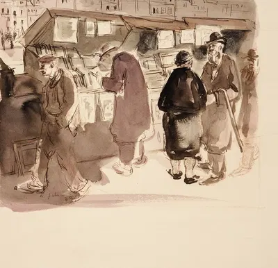 Pariisi bukinistide juures by Андрус Йохани, 1937 — digital art print download