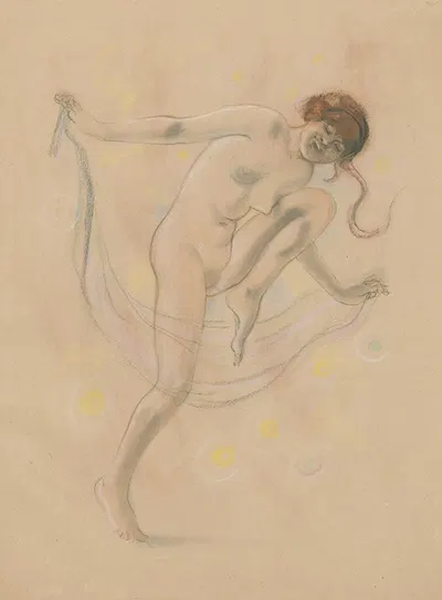 Dancing Female Nude with Veil by Арман Рассенфос — digital art print download