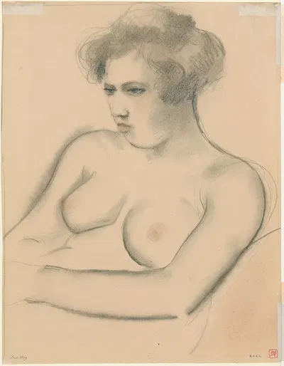 Seated female nude 2 by Арман Рассенфос — digital art print download