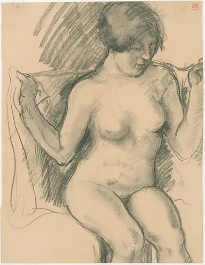 Seated female nude by Арман Рассенфос — digital art print download