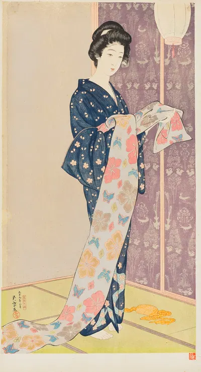 Касо но мусумэ (Девушка в летнем кимоно) by Хасигути Гоё, 1920 — digital art print download