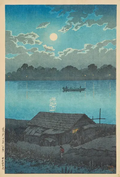 Луна на реке Аракава в Акабане by Кавасе Хасуи, 1929 — digital art print download