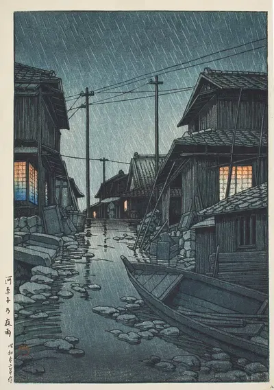 Ночной дождь в Кавараго by Кавасе Хасуи, 1947 — digital art print download