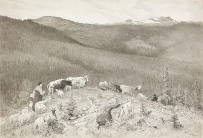 Buskapen drives til seters by Кристиан Скредсвиг, 1898 — digital art print download