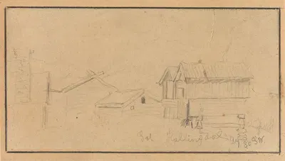 Farm Yard, Gol in Hallingdal by Густав Вентцель, 1880 — digital art print download