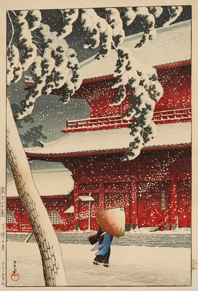 Шиба Дзодзодзи (Храм Дзодзодзи, Шиба) by Кавасе Хасуи, 1925 — digital art print download