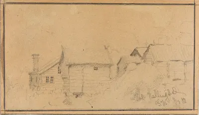 Farm Yard, Gol in Hallingdal by Густав Вентцель, 1880 — digital art print download