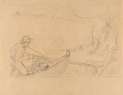 Man and Girl in a Boat by Gustav Wentzel — digital art print download