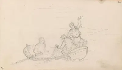 Figures in boat by Ханс Гуде, 1862 — digital art print download