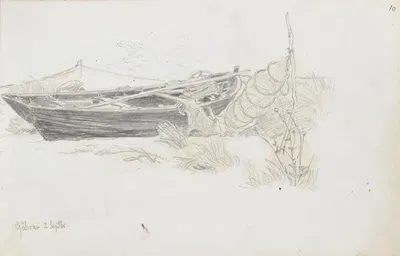 Fiskebåt på stranden, Göhren by Ханс Гуде, 1881 — digital art print download