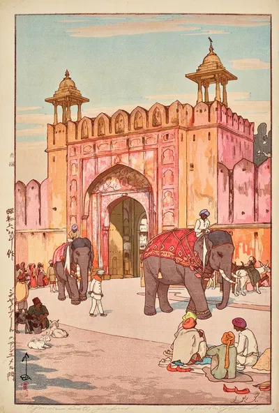 Ворота Аджмера в Джайпуре by Ёсита Хироши, 1931 — digital art print download