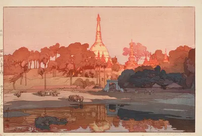 Золотая пагода в Рангуне by Ёсита Хироши, 1931 — digital art print download