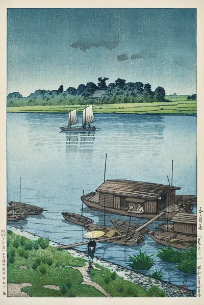 Самидаре (Аракава) (Ранний летний дождь в Аракава) by Ёсита Хироши, 1940 — digital art print download