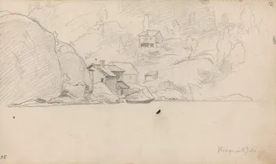 Hus ved kysten, Kragerø by Ханс Гуде, 1862 — digital art print download