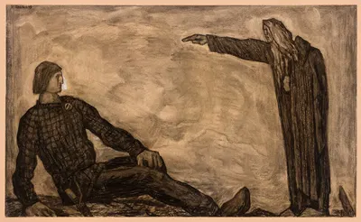 Kalevipoeg ja saladuslik võõras (Ennustaja) by Kristjan Raud, 1935 — digital art print download