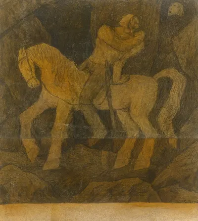 Kalevipoeg põrgu väravas by Kristjan Raud, 1942 — digital art print download