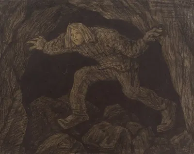 Kalevipoeg sammub läbi urka põrgu by Kristjan Raud, 1935 — digital art print download