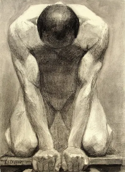 Põlvitav meesakt by Лилли Вальтер, 1910 — digital art print download