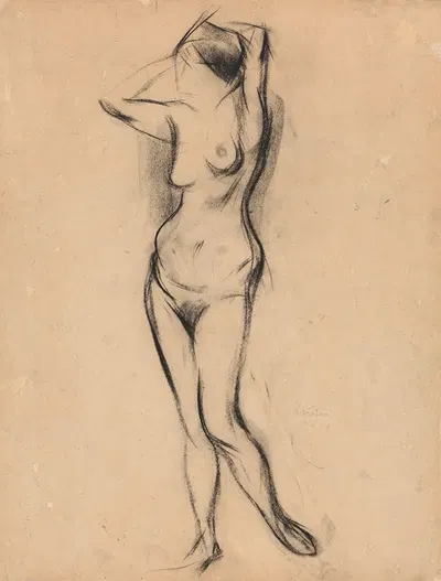 Stående kvinneakt by Людвиг Карстен, 1914 — digital art print download