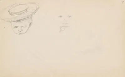 Barn med hatt; riss av barneansikt by Signe Scheel, 1893 — digital art print download