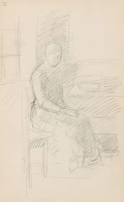 Sittende kvinne i interiør by Signe Scheel, 1894 — digital art print download