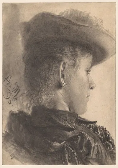 Bust of a Woman, Seen from Behind by Адольф фон Менцель, 1893 — digital art print download