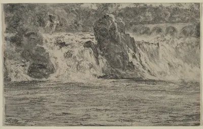 Falls of the Rhine at Schaffhausen (Rheinfall von Schaffhausen) by Адольф фон Менцель, 1885 — digital art print download