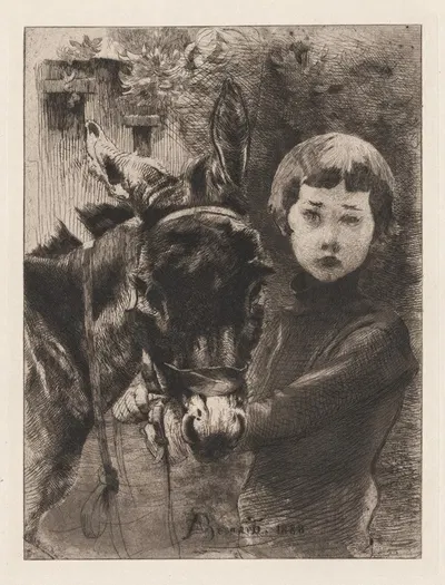 Robert Besnard and His Donkey (Robert Besnard et son âne) by Альбер Безнар, 1888 — digital art print download