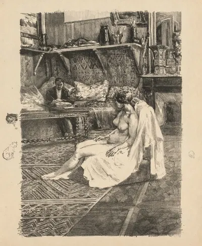 The Model Session (La Séance de modèle) by Александр Люноа, c. 1895 — digital art print download