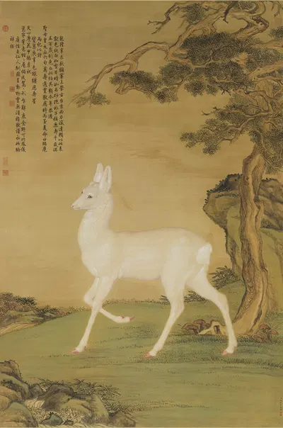 Auspicious Roe Deer by Джузеппе Кастильоне — digital art print download