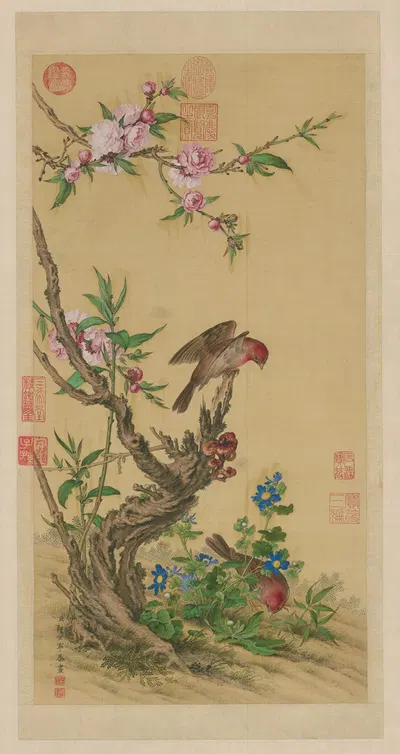 Flower and Bird Scroll by Джузеппе Кастильоне — digital art print download