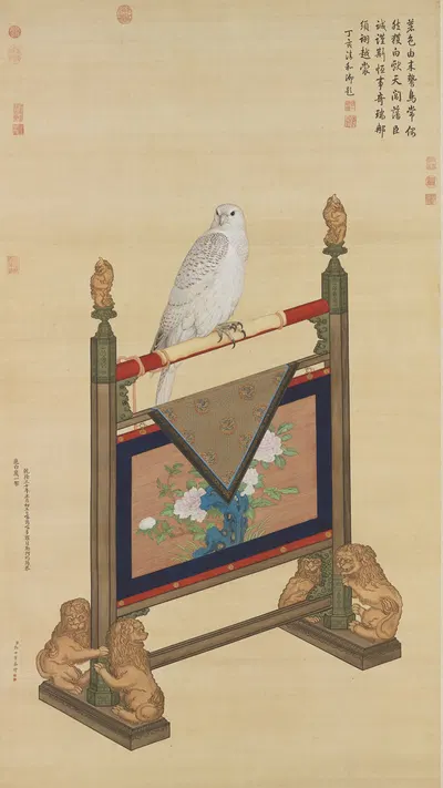 White Falcon by Джузеппе Кастильоне, 1765 — digital art print download